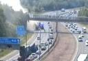 The lorry had caught fire on the M60