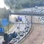 The lorry had caught fire on the M60