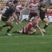 Owen Farnworth scored one of Yeds two tries againt York Picture: Dave Murgatroyd