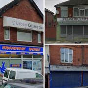 Clockwise from left: Broadway Wines, Welcome Chippy and the site of Oldham Flooring Centre