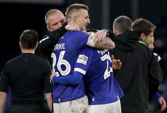 The Oldham Times: Peter Clarke celebrates the win over Fulham in the FA Cup The Oldham Times: Peter Clarke celebrates the win over Fulham in the FA Cup