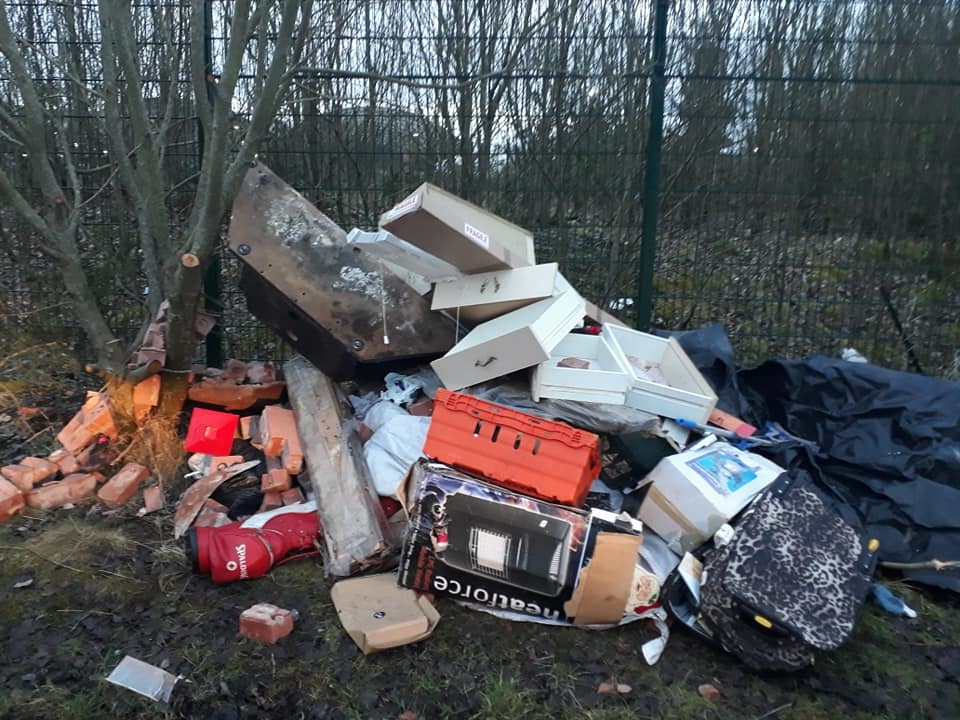 Rubbish dumped at Ashton Moss Nature Reserve 