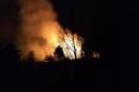 RAGING: The fire at Dovestone on Thursday night