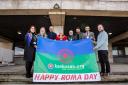 Members of the Roma community and Oldham Coliseum including the Coliseum’s artistic director, Chris Lawson, were met by the mayor of Oldham and Cllr Shaid Mushtaq to raise the Roma flag in front of the Civic Centre in 2022