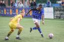ON THE RUN: Michael Afuye on the attack against Wythenshaw Town Picture: Jamie Ross