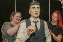 Bakers Stephanie Would and Corinna Maguire with their  life-size cake version of Tommy Shelby from Peaky Blinders