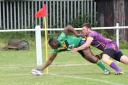 Mo Agoro scoring a try against Gateshead Thunder in 2013 during his first stint with the club Pic: Dave Murgatroyd
