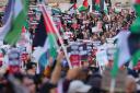 People at a rally in London, during Stop the War coalition's call for a Palestine ceasefire on November 4