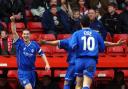 Oldham Athletic's Paul Murray (left) celebrates scoring the second goal against Bristol City during their Nationwide Division Two match at Ashton Gate, Bristol Saturday March 20 2004.