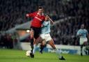 Keith Curle, in action for Manchester City in the Manchester derby, played for England when the Three Lions last faced Denmark in the Euros