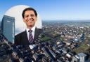 OPTIMISM: An aerial view of Oldham and the council's health and social care cabinet member, Cllr Zahid Chauhan, inset