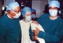 Gynaecologist Patrick Steptoe, embryologist Jean Purdy and physiologist Robert Edwards at the birth of Louise Brown in 1978.