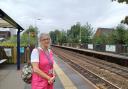 Lynne Oakley standing at Mills Hill station