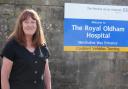 Cllr Barbara Brownridge outside the Royal Oldham Hospital