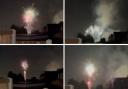 A spectacle of fireworks can be seen thundering above residential homes