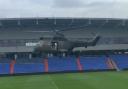 The Puma helicopter was seen hovering over the Boundary Park pitch