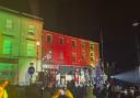 Red and green lights at the switch-on event