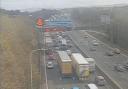 Updates as two lanes closed causing delays on M62 following crash