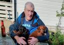 Andrew Roberts with dogs Zeus (left) and Molly