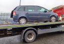 The blue Vauxhall was towed away by the force today