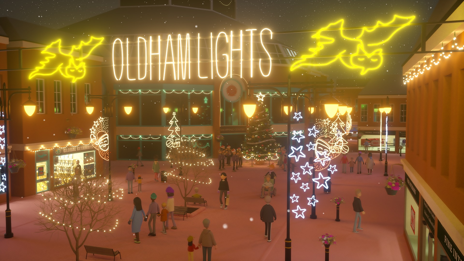 The Oldham Lights outside Spindles (Image: Oldham Council).
