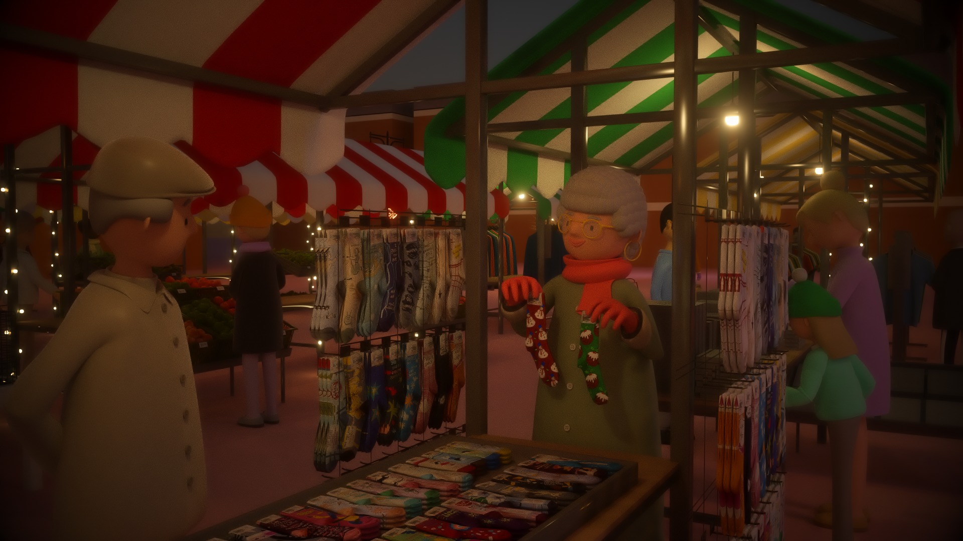 Animated figures at the Christmas market (Image: Oldham Council).
