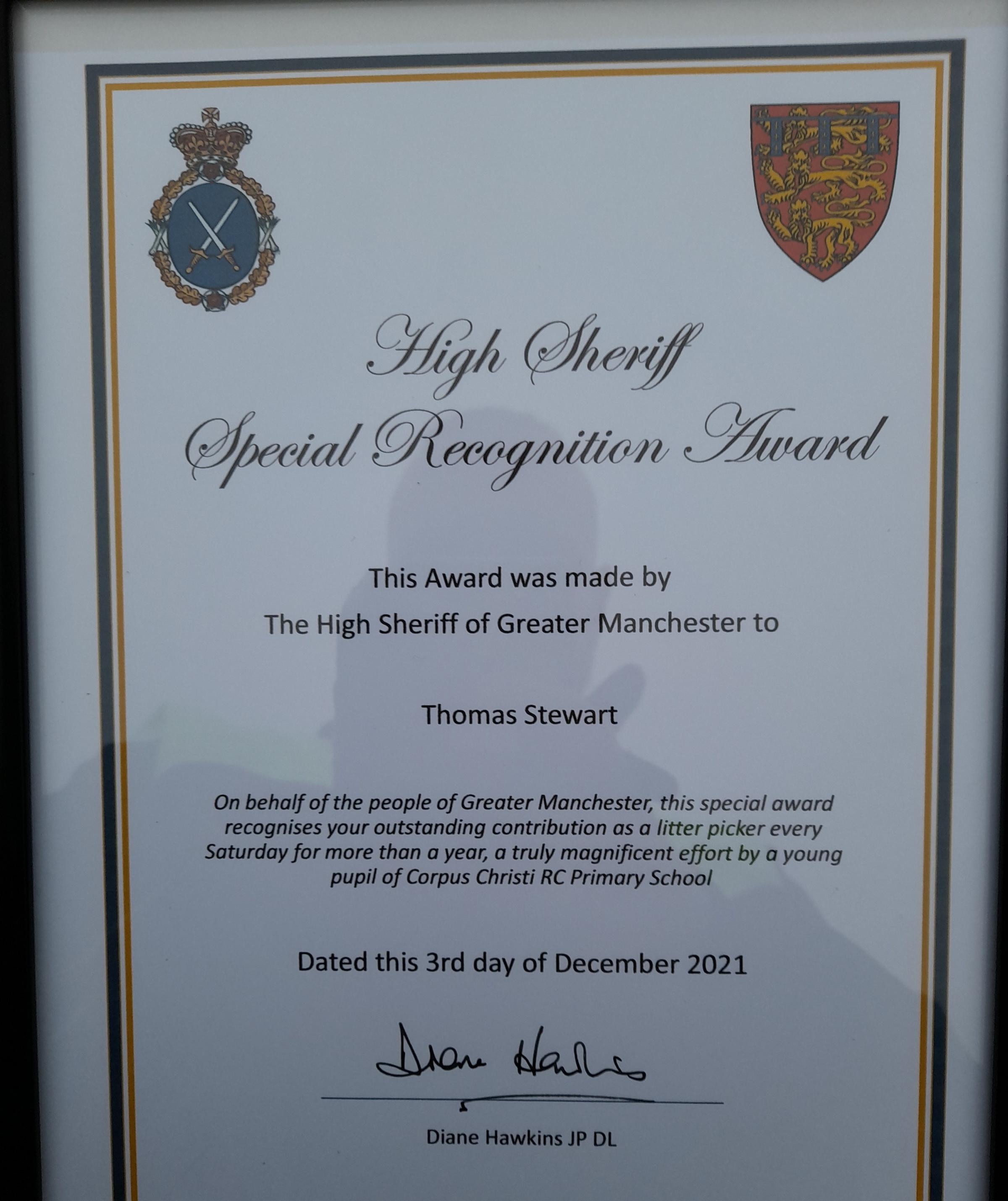 The High Sheriff Special Recognition Award.