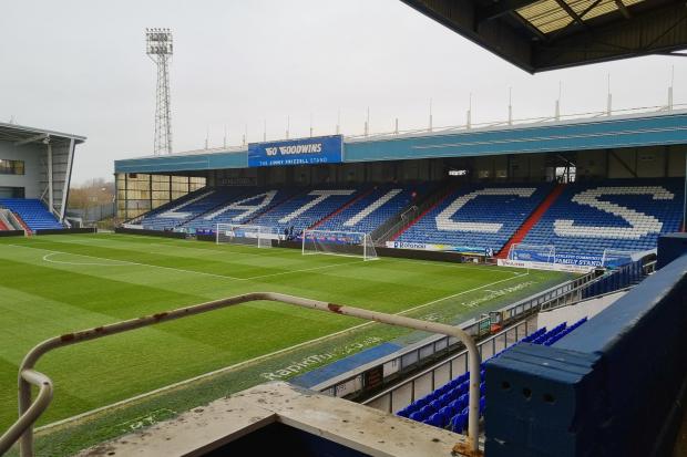 General view of Boundary Park before the Sky Bet League 2 match between Oldham Athletic and Forest Green Rovers at Boundary Park, Oldham on Saturday 11th December 2021..