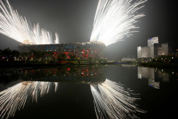 Fireworks at Beijing's National Stadium during the 2008 Olympics opening ceremony