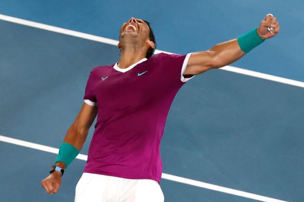 Rafael Nadal celebrates defeating Matteo Berrettini