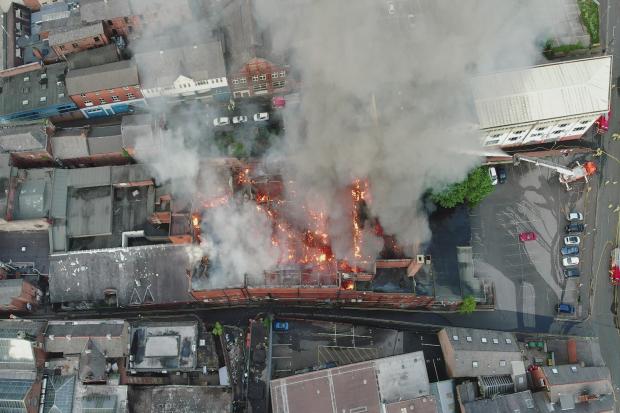 Drone footage shows the extent of the blaze. Photo credit: LFRS Drone