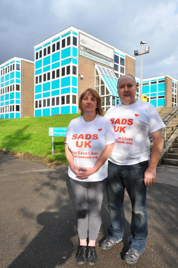 The Oldham Times: Gary and Julie Livesey outside Royton and Crompton School