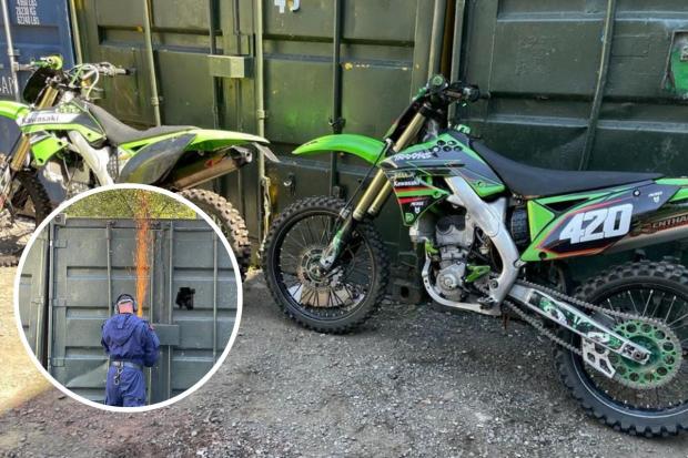 The off-road bikes that were found in a storage container in Mossley