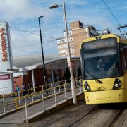 A tram at Oldham Central