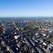 An aerial view of Oldham