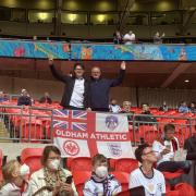 Adam Millington, at Wembley Stadium with his dad, Ian
