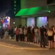 The queue outside Liquid and Envy around midnight on Sunday.