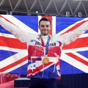 Matt Walls celebrates winning Olympic gold