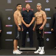 Aqib Fiaz with Kevin Baldospino at yesterday's weigh in