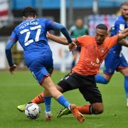 Jordan Clarke in action in Oldham's last meeting with Carlisle United, which ended goalless