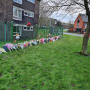 Flowers left on Coleridge Road in Sholver following the death of Lily Rose Morris