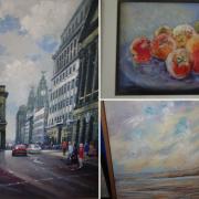 Three of the paintings donated for the auction by Saddleworth Group of Artists members