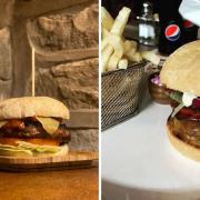 Burgers served at (left) The Roebuck Inn and (right) The Kings Arms (Tripadvisor/Canva)