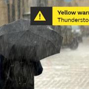 A yellow warning is in place
