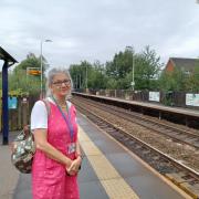 Lynne Oakley, from Royton, waiting for a train to Manchester Victoria