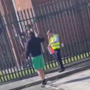 The man was recorded on video at the picket