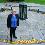 Council leader Amanda Chadderton at Royton war memorial
