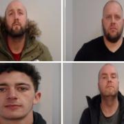 Mark Evans (top left), Keith Kemp (top right), Caine Tansell (bottom left) and John James Reilly (bottom right) have been jailed for more than 35 years