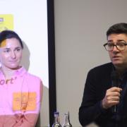 Active Travel Commissioner Sarah Storey and Greater Manchester mayor Andy Burnham