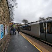 Train towards Huddersfield at Greenfield station